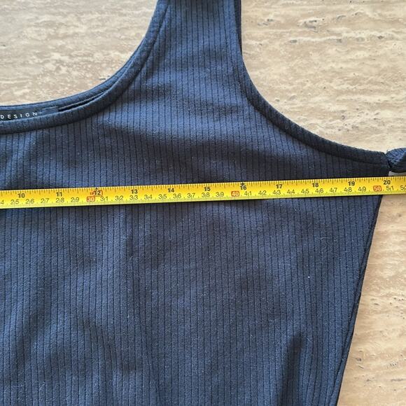 Black Ribbed Cold Shoulder Long Sleeve Midi ASOS Plus Size DressZZ18 - Picture 7 of 12